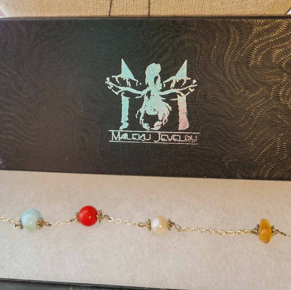 Maleku semi precious stone Pura Vida Costa Rica sterling silver bracelet